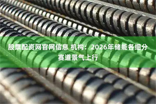 股票配资网官网信息 机构：2026年储能各细分赛道景气上行